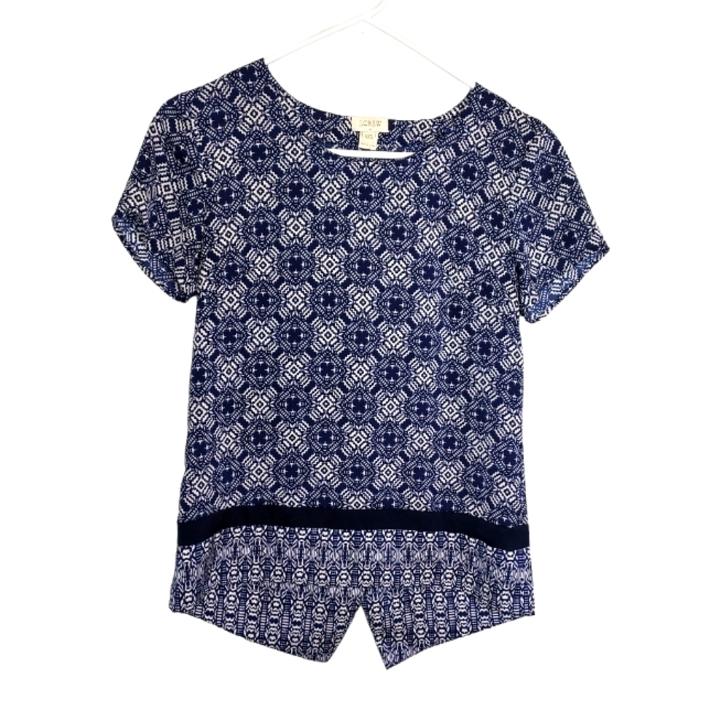 J. Crew Womens Blue & White Summer Short Sleeve Top Size XXS